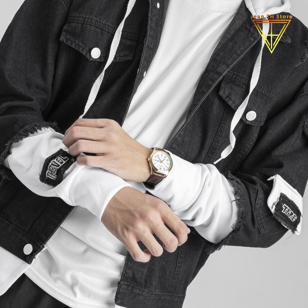 Áo khoác đen phối nón nỉ trắng cao cấp, áo khoác jean nam phong cách trẻ trung