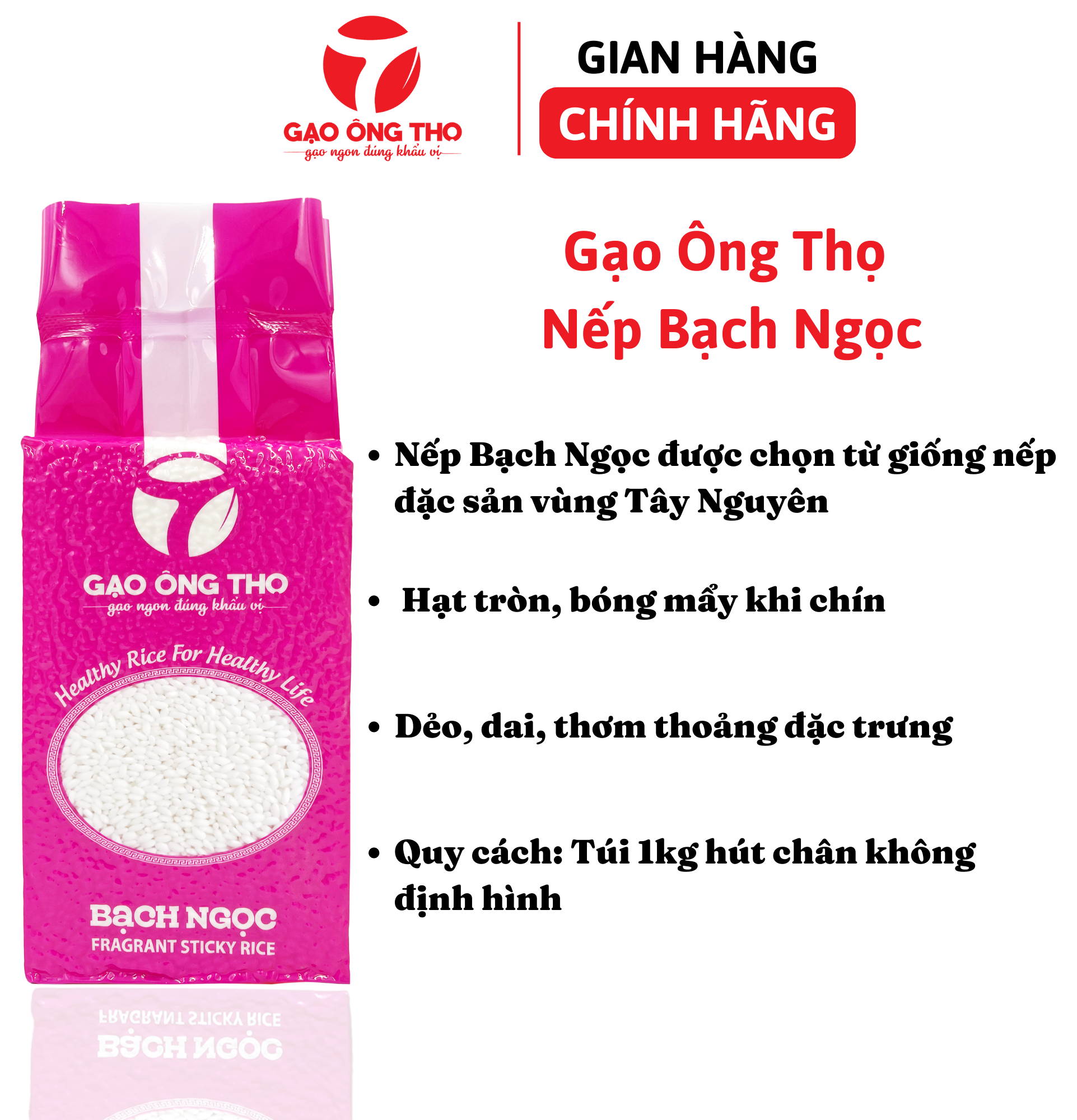 Gạo Ông Thọ-Nếp Bạch Ngọc 1kg