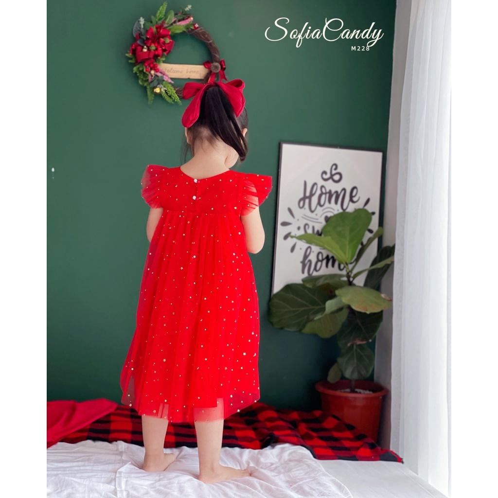 Váy bé gái đầm bé gái màu đỏ sao lấp lánh thiết kế fomr baybydoll cho bé gái luôn tỏa sáng ở mọi nơi