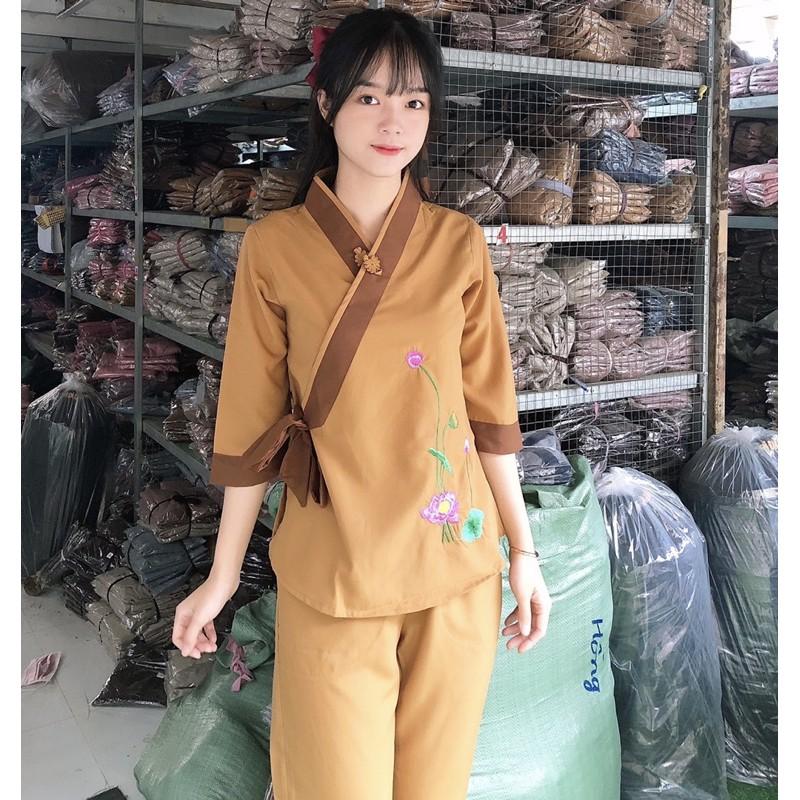 Đồ Lam Đi Chùa # Một Nút Nơ Phối # Đồ Bộ Nữ # Quần Áo Nữ