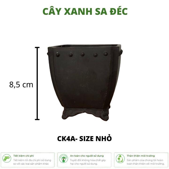 Bộ chậu vuông mini dáng cao CK4 màu trơn tối giản nhiều kích thước trồng bonsai mini, sen đá để bàn