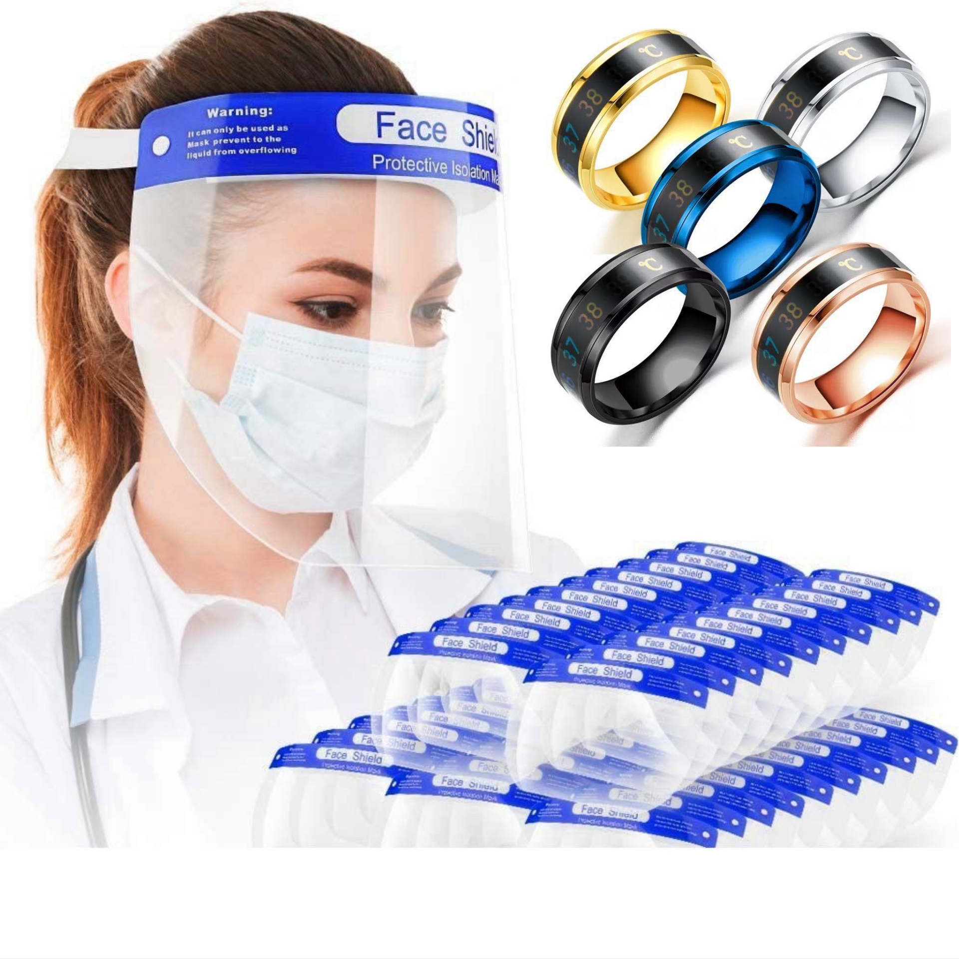 Mặt nạ kính chống giọt bắn Face Shield (Mua 10 cái tặng nhẫn cảm biến nhiệt độ)