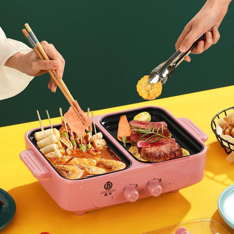 BẾP LẨU NƯỚNG 2 NGĂN CHỐNG DÍNH CAO CẤP - NỒI LẨU NƯỚNG 2 TRONG 1 CÔNG SUẤT MẠNH MẼ ĐA NĂNG CÓ NÚM ĐIỀU CHỈNH NHIỆT ĐỘ