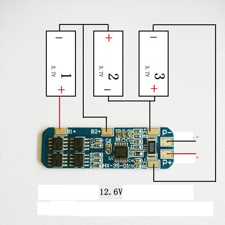 Mạch sạc 3S bảo vệ pin lithium 12V18650 11.1V 12.6V chống sạc quá mức và xả quá mức đỉnh 10A bảo vệ quá dòng