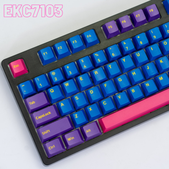 Bộ Keycaps E-Dra Iris PBT Doubleshot 1.5mm - Cherry Profile - 166 nút tương thích mọi Layout (Xanh-Tím) EKC7103 - Hàng Chính Hãng