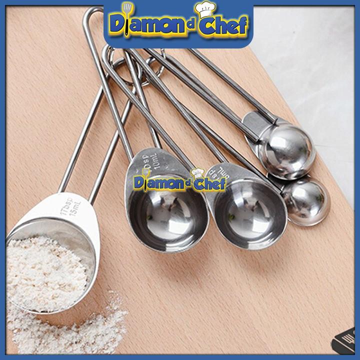 Bộ 5 Thìa Đong Gia Vị Inox đong sữa/gia vị/...(đơn vị tsp/ml)