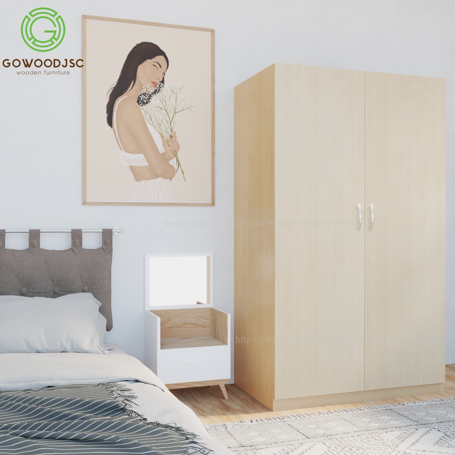Tủ quần áo gỗ - MDF lõi xanh phủ Melamine Cao cấp