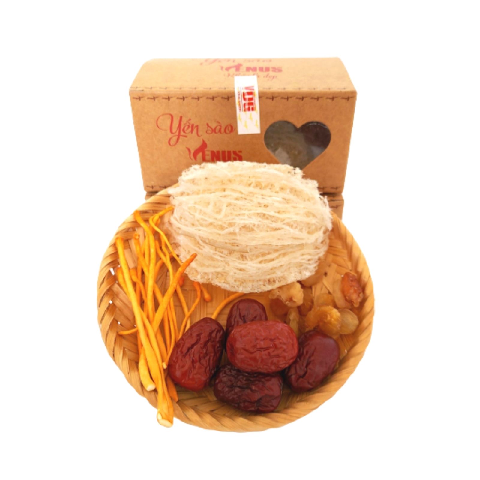 Yến sào tinh chế Venus 10g - Khỏe là đẹp, dưỡng nhan, tăng cường sức khỏe - Tặng đông trùng hạ thảo, táo đỏ, đường phèn -