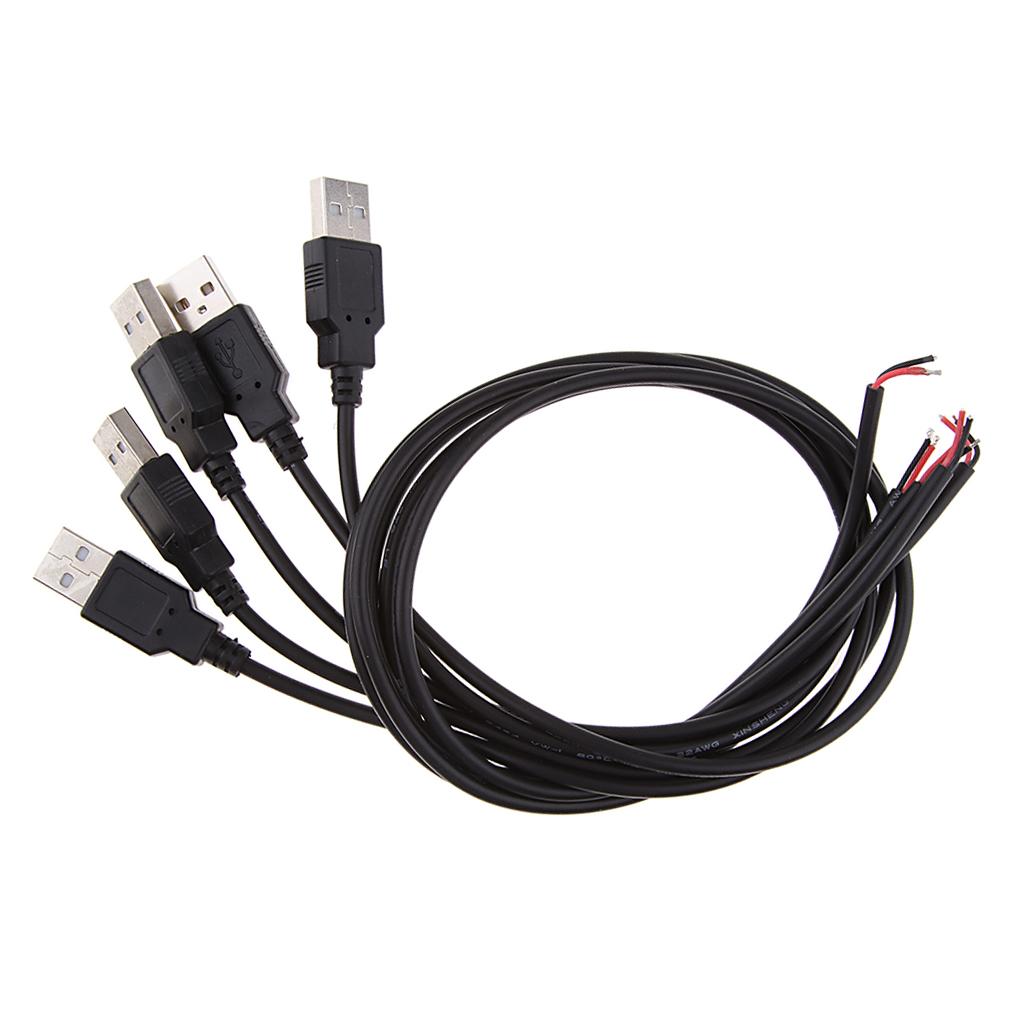 5Pcs DIY USB 2.0 A Male Plug 2 Pin 2 Wire Power Charge Cable Connector