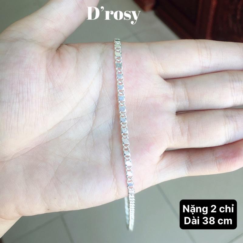 Dây chuyền bạc dạng dẹt hạt mè cho bé yêu chuẩn bạc ta nguyên chất