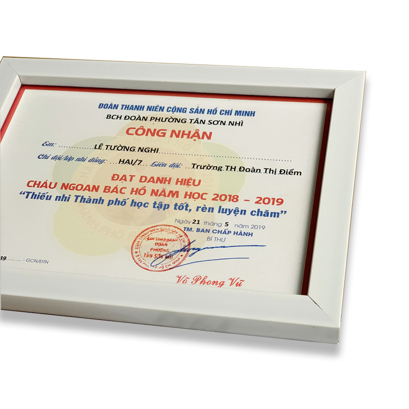 Khung bằng khen để bàn màu trắng trơn combo 2 cái - PGBK4DB