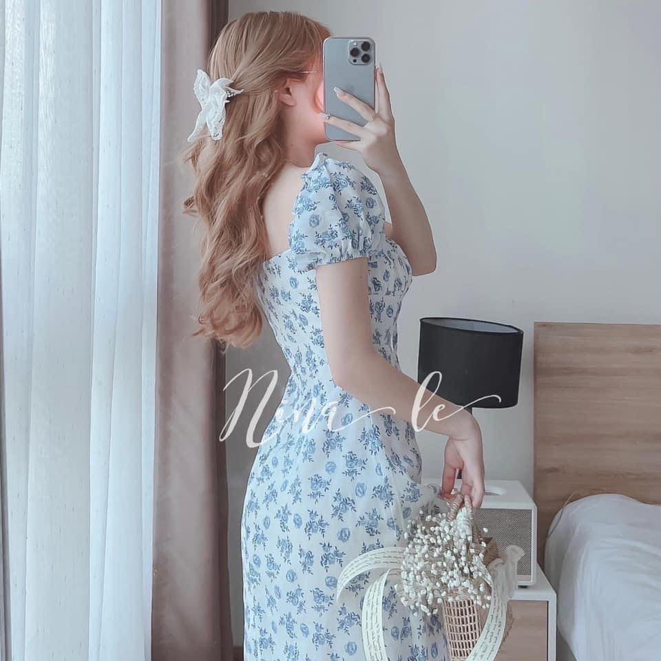 ĐẦM DÀI DÂY YẾM CỔ U TRỄ VAI XẺ ĐÙI SUÔNG HOA FLORAL TAY NGẮN BỒNG MAXI MIDI DẠO PHỐ ĐI BIỂN DỰ TIỆC