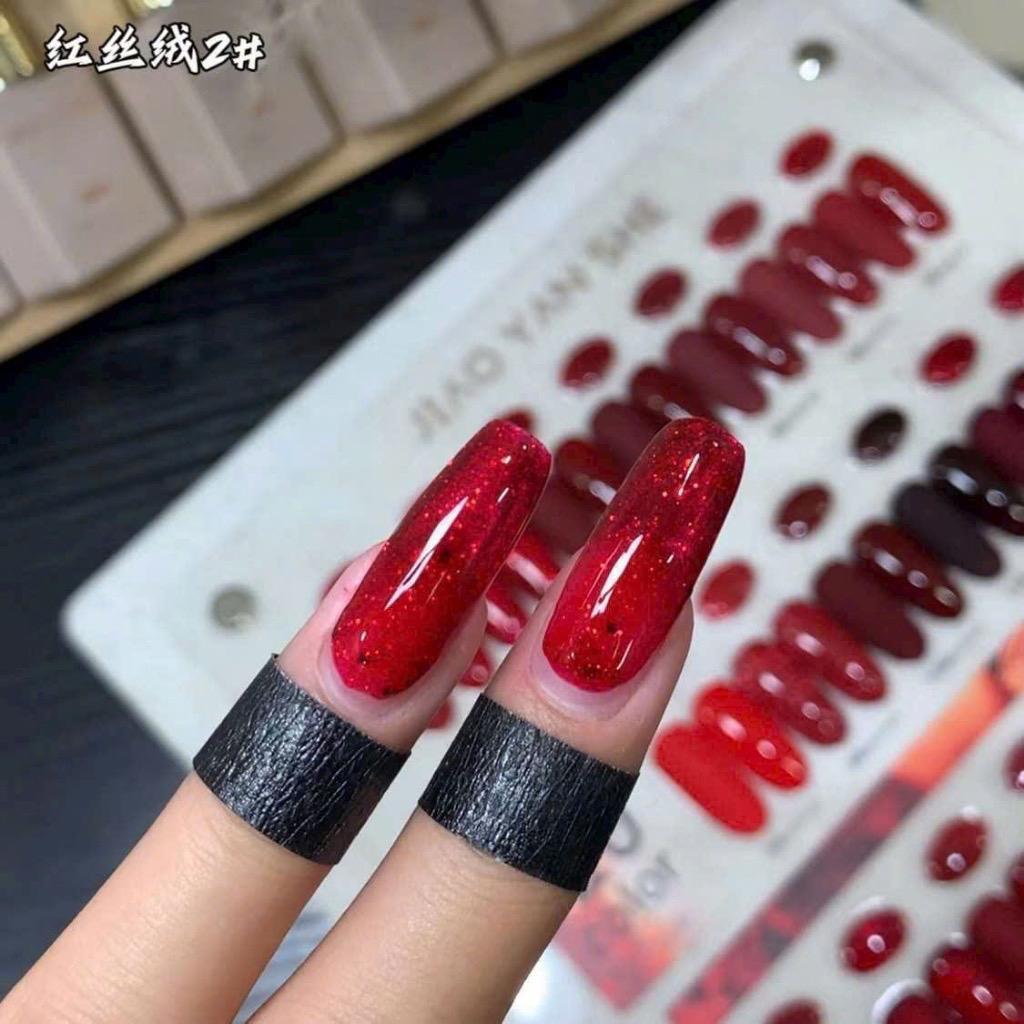Set Sơn Đỏ Jiao Yan She 20 Màu Đủ Tông Màu Nhũ, Mắt Mèo, Sơn Gel Thạch Đậm Mướt Tặng Kèm Bảng Màu Cao Cấp Nữ