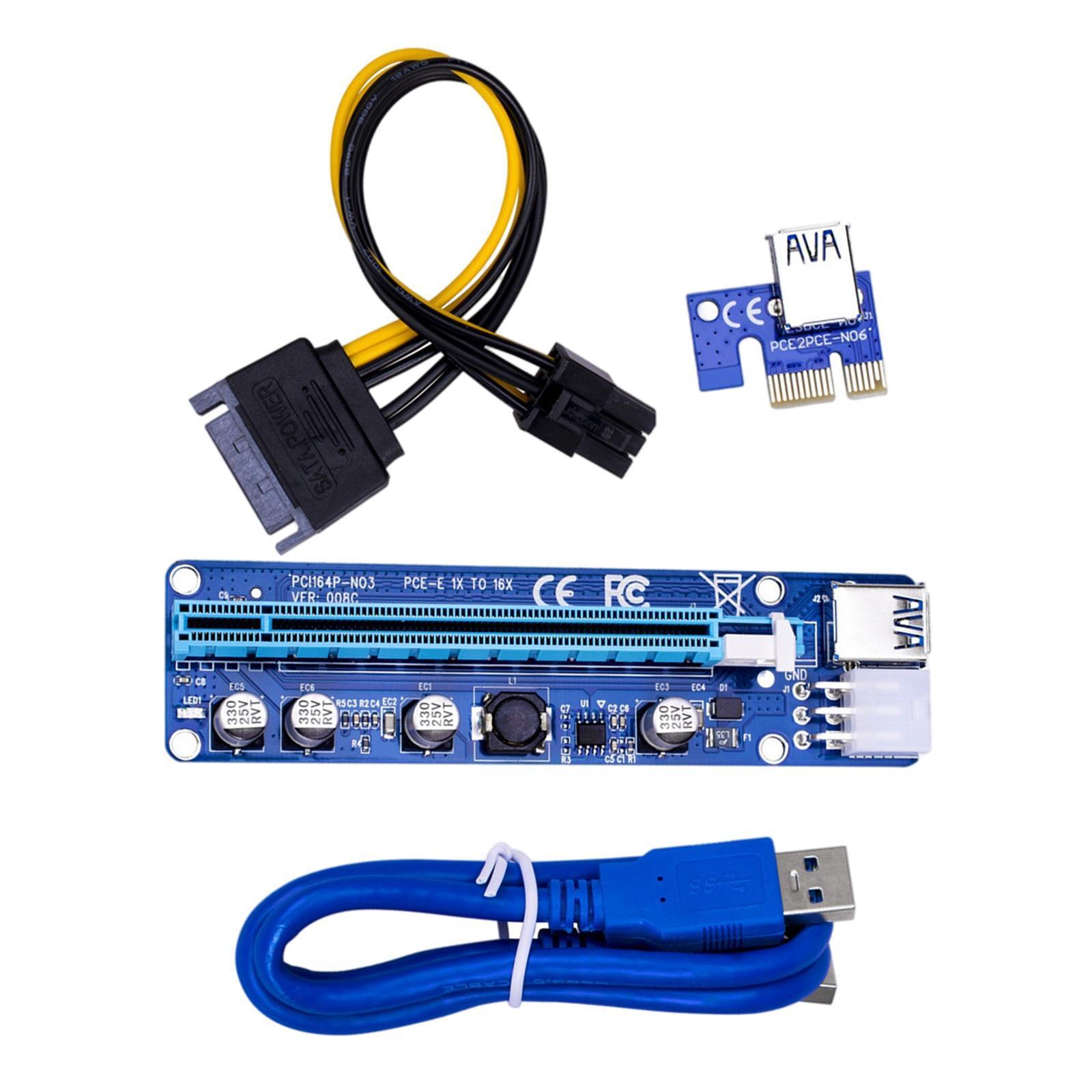 VER008C  Riser Card 6Pin  1X to 16X USB 3.0