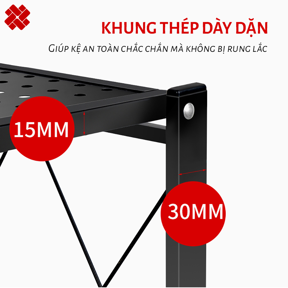 Kệ đa năng gấp gọn 3/4/5 tầng bằng Thép Carbon không gỉ Vando chính hãng - Kệ để lò vi sóng có bánh xe, kệ sách trang trí phòng khách, phòng ngủ