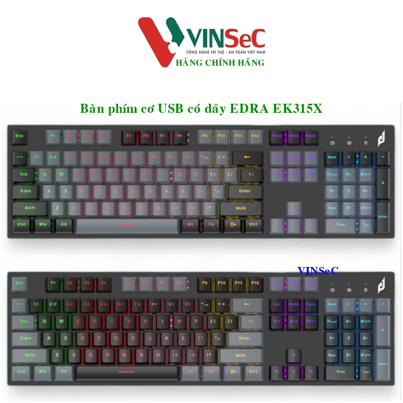 Bàn phím USB cơ gaming EDra EK315X - Hàng Chính Hãng