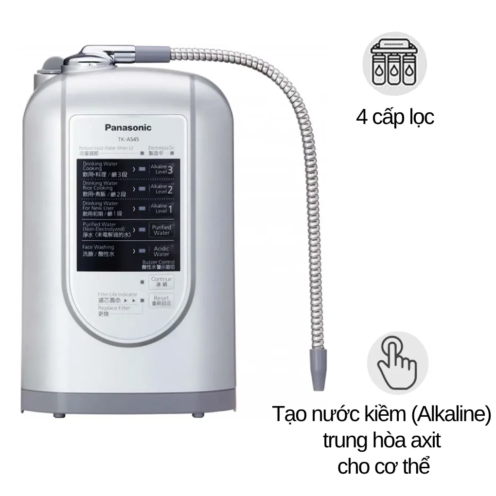 Máy lọc nước ion kiềm Panasonic TK-AS45 3 tấm điện cực - Hàng chính hãng