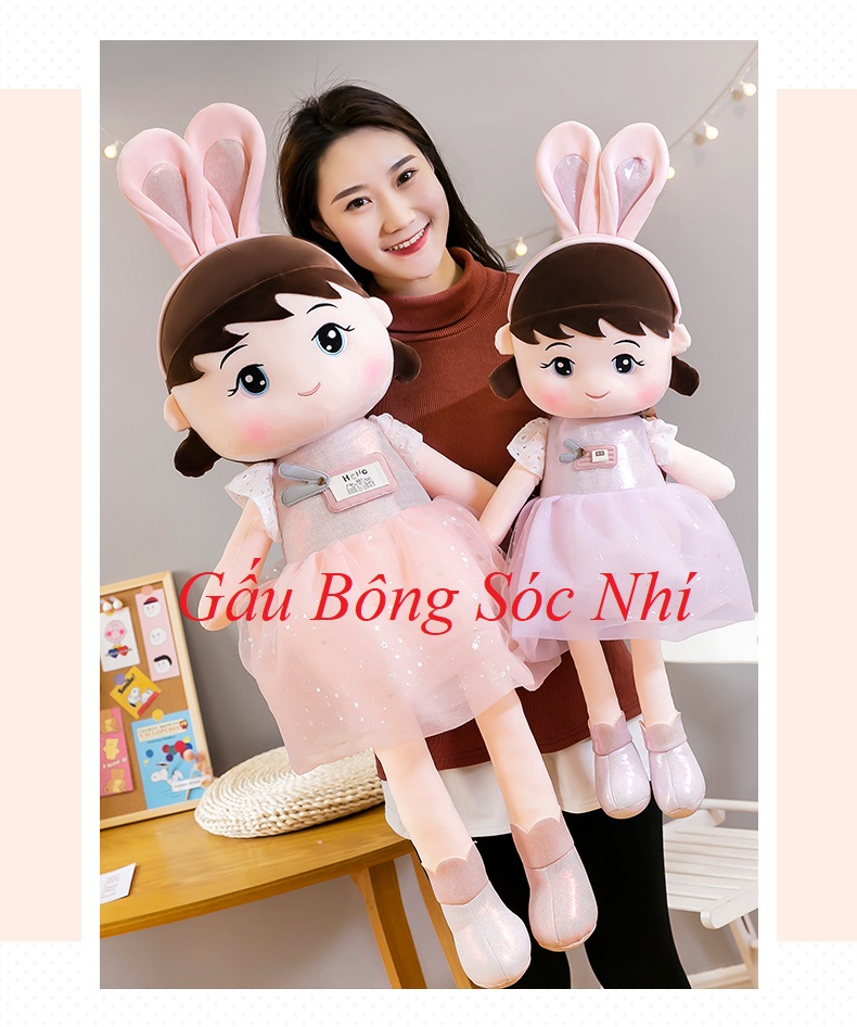 Gấu Bông Búp Bê Tai Thỏ Hàng Cao Cấp Quà Tặng Dễ Thương Cho Bé