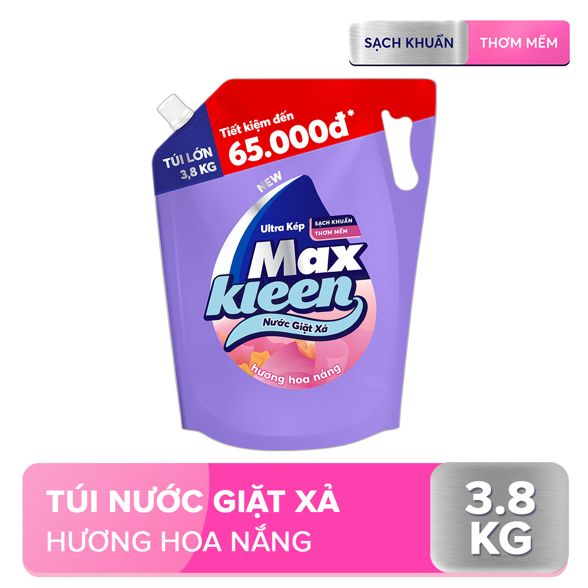 Túi Nước Giặt Xả Maxkleen Hương Hoa Nắng (3.8kg)