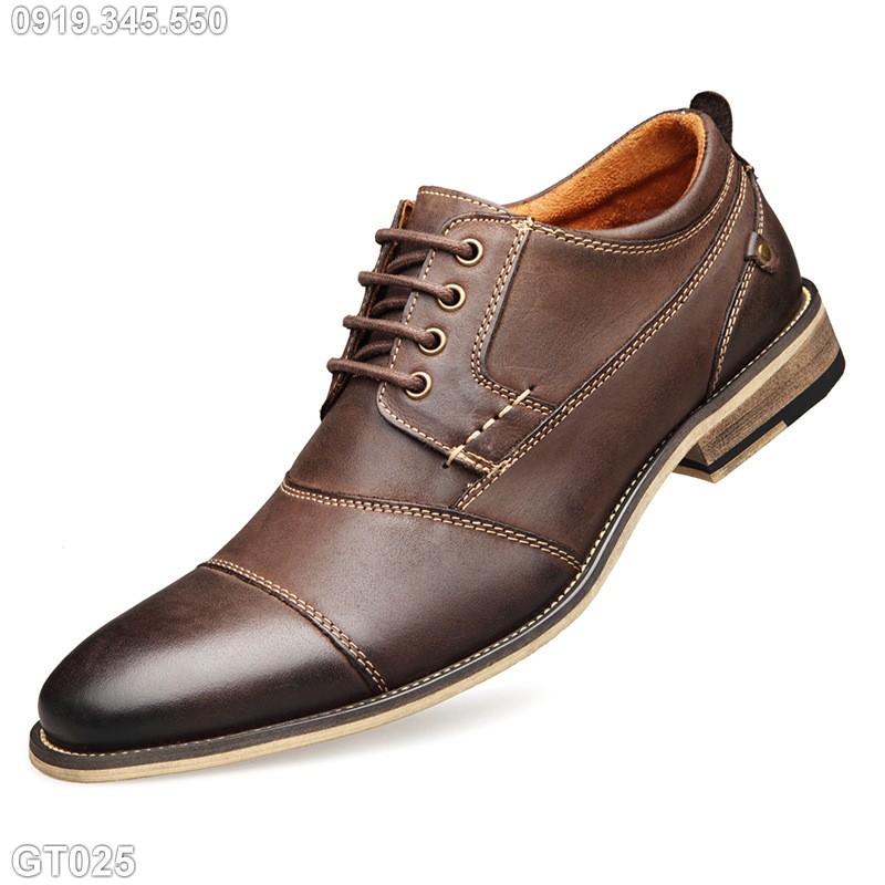 Giày da công sở, giày tây cỡ lớn 45 46 47 48 cho nam cao to chân ú bè. Big size leather shoes for wide feet - GT25