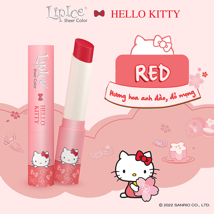 Son dưỡng Lipice Sheer Color  x Ardent - Hồng tự nhiên (Phiên bản Hello Kitty giới hạn) + Tặng móc khóa Hello Kitty xinh xắn Mochi dâu