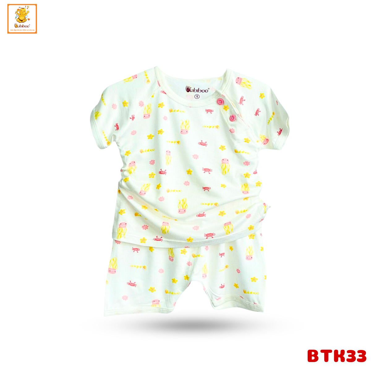 Đồ bé gái, bé trai Babiboo bộ cộc tay họa tiết, vải visco mềm mịn mát -BTK33