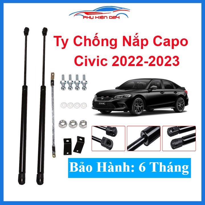 Bộ 2 ty thủy lực, ben hơi chống nắp capo ô tô Honda Civic 2022-2023 kèm phụ kiện lắp