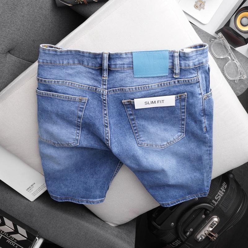 Quần short jean nam VNXK cao cấp jean co giãn ôm dáng