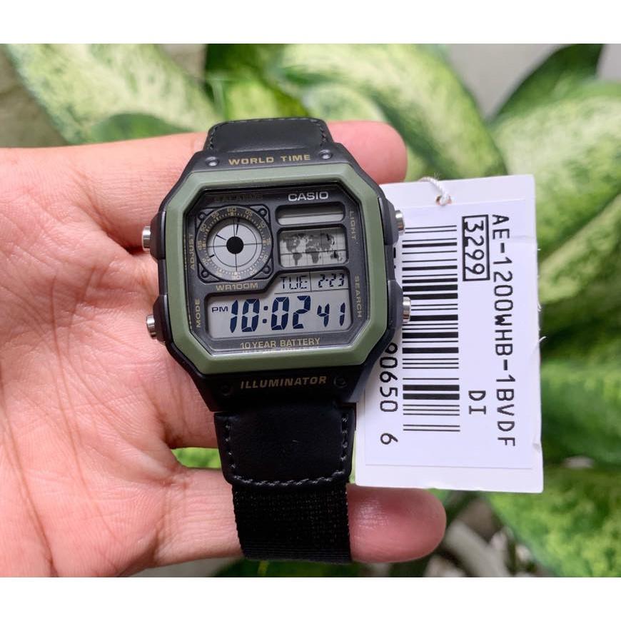 Đồng Hồ Casio Nam Dây Da Phối Vải AE-1200WHB-1BVDF