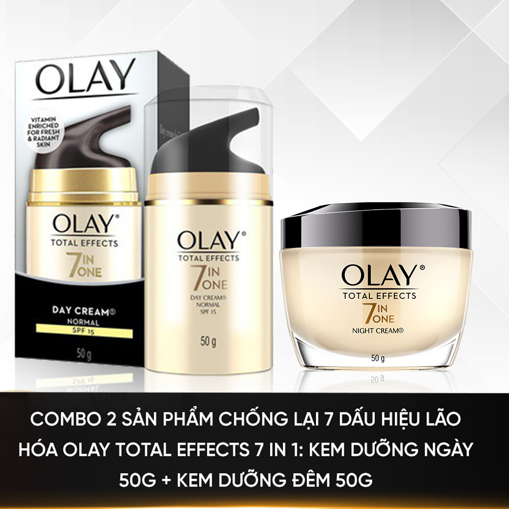 Combo Kem Dưỡng Da Ban Ngày và Ban Đêm Olay Total Effects 50g