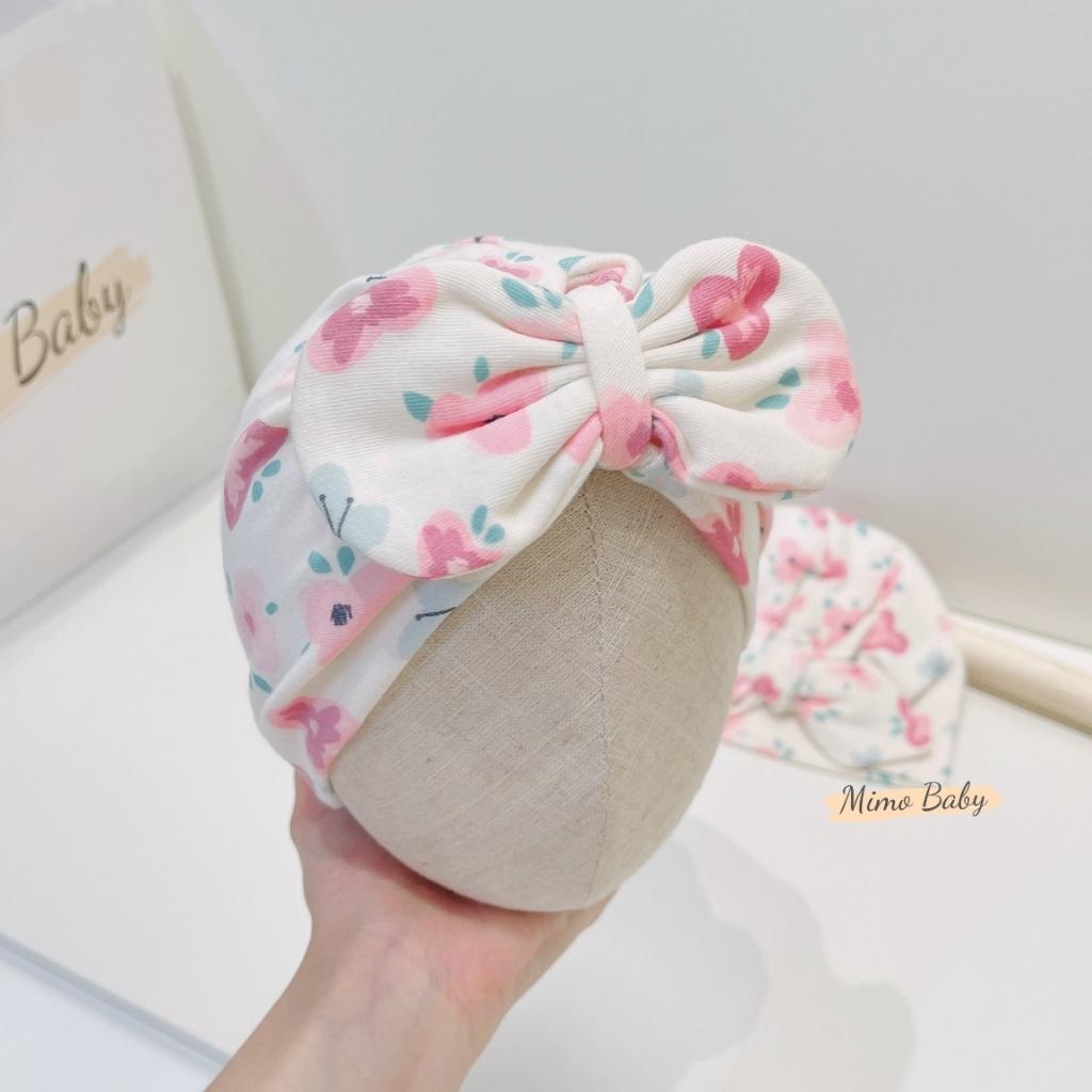 Mũ turban họa tiết hoa màu hồng tím vintage xinh xắn cho bé gái MTB165 Mimo Baby