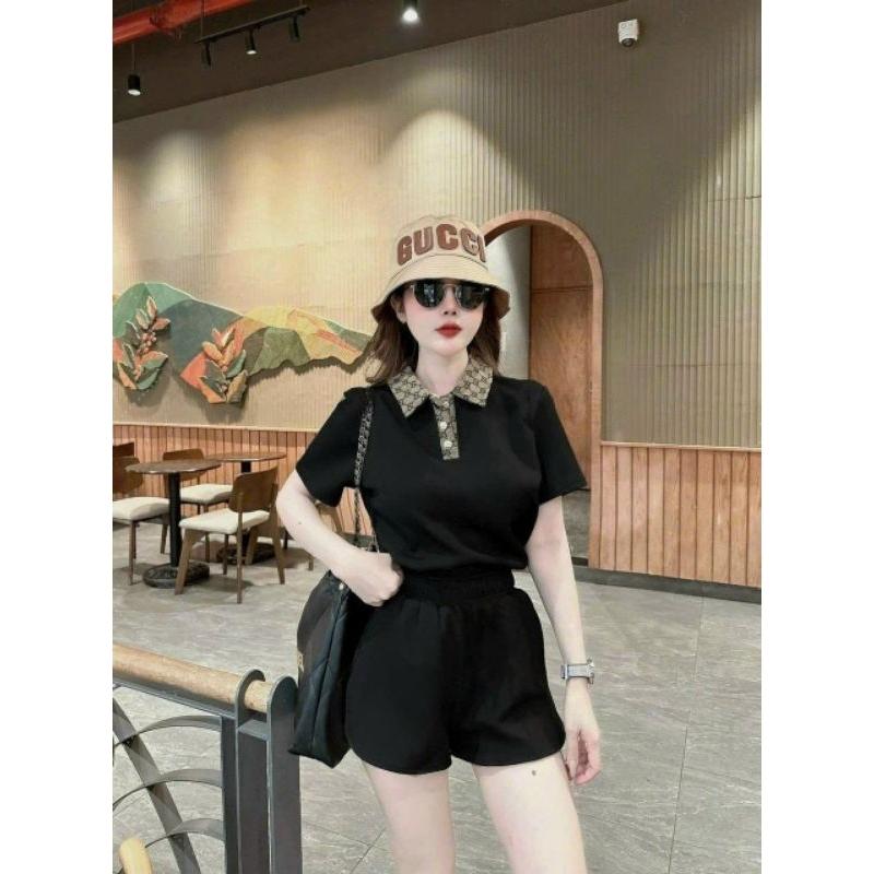 Sét đồ bộ đùi sort nữ bigsize mẫu mới cao cấp, sét bộ đi chơi cổ bẻ xinh xắn, bộ đồ thể thao mặc nhà bao chất