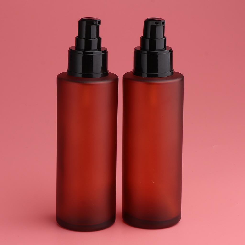 3 Pairs Empty Lotion Pump Spray Bottle Shading Cosmetic Amber Glass Bottles