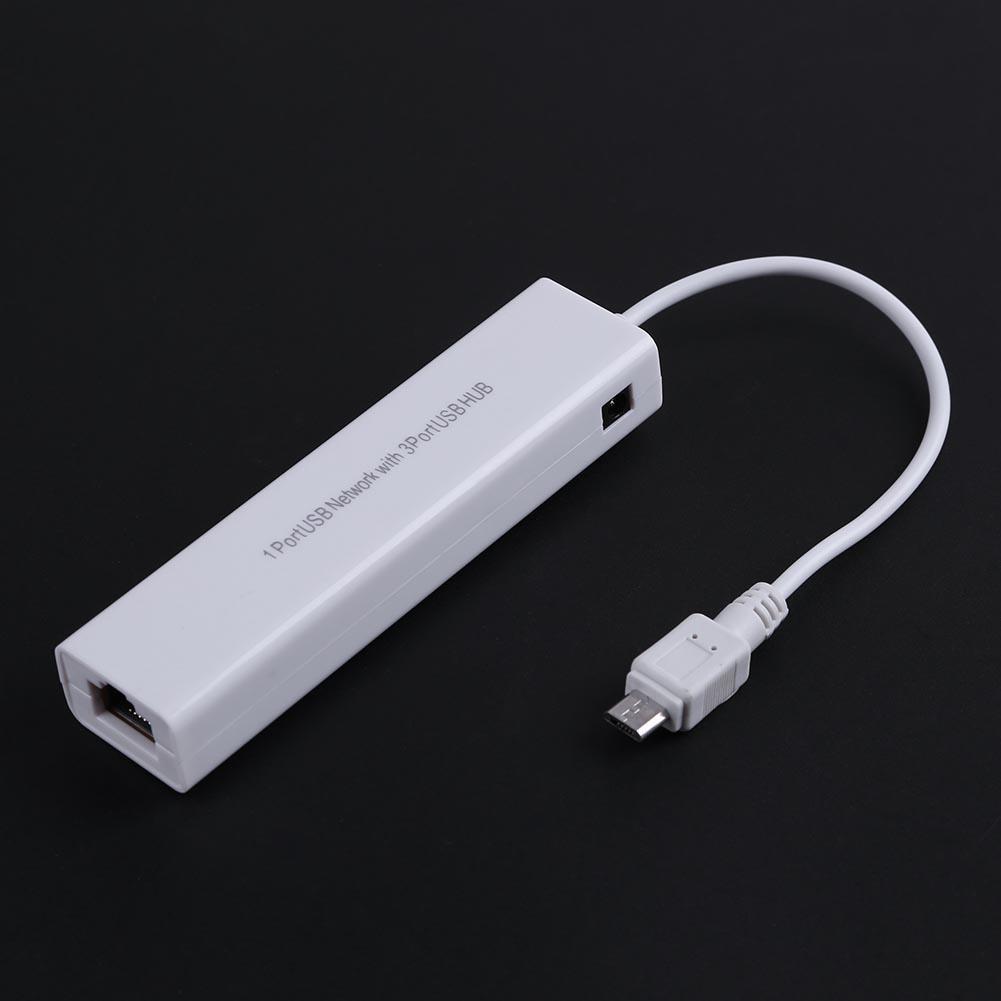 Cáp kết nối Mạng internet cho Điện thoại cổng Micro USB sang mạng LAN Ethernet và 3 cổng USB