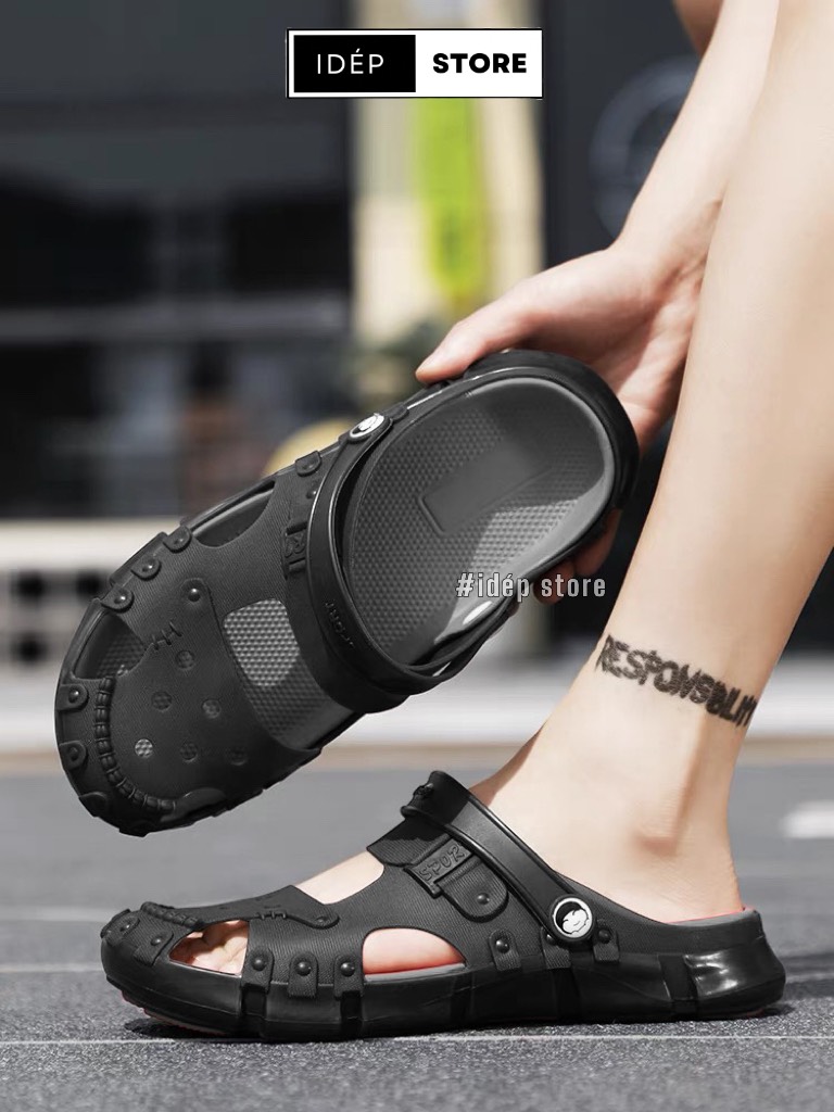 Dép Sục Cross Nam - Giày sandal nhựa dẻo bít mũi nam đúc EVA siêu nhẹ đi mưa, đi biển GL039