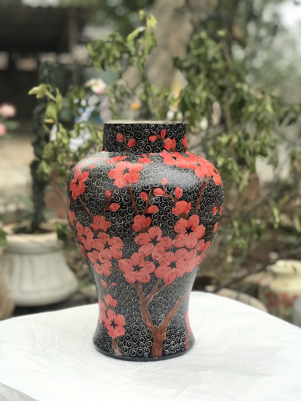 BÌNH HOA VẼ TAY MANG PHONG HIỆN ĐẠI H30CM