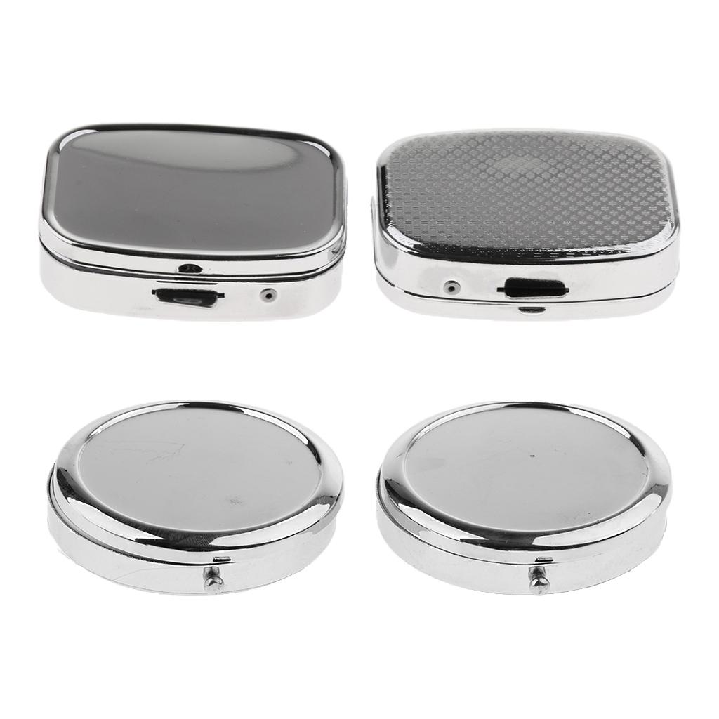 2 Pieces Vitamin Medicine Tablet Box Pill Storage Cases Rectangle 2 Slots