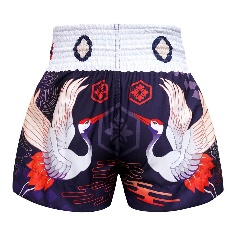 Quần Tuff Muay Thai Navy Blue Japanese Drawing Crane Birds