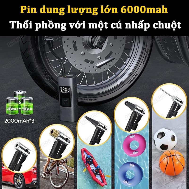 Bơm hơi điện tự động không dây, 6000mAh, bơm xe hơi, xe máy, xe điện, xe đạp, bóng, đệm, nhanh chóng, an toàn