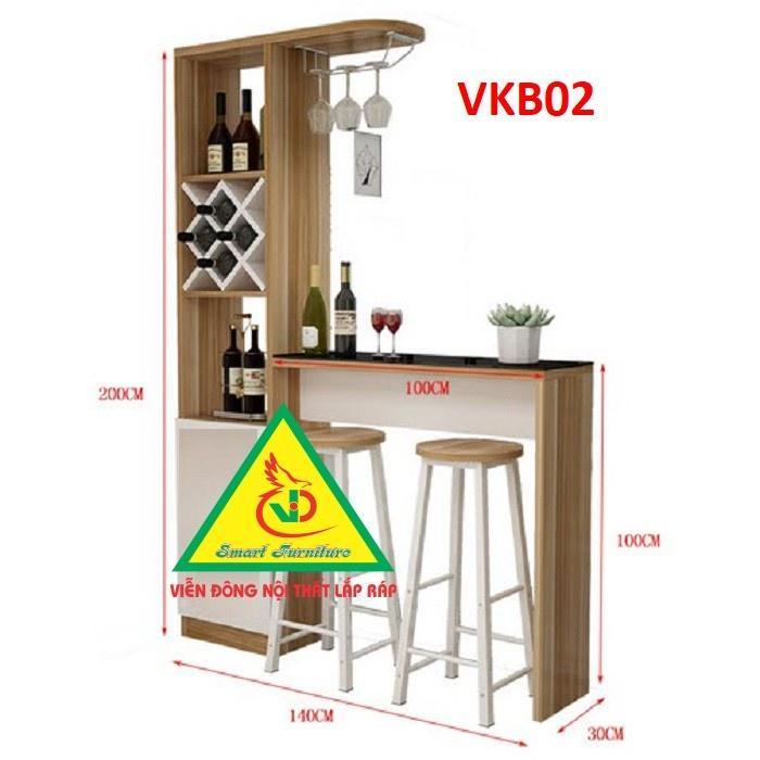 Quầy bar, quầy bar mini ,quầy bar nhà bếp kết hợp tủ rượu VKB02 ( không kèm ghế) - Nội thất lắp ráp Viendong Adv