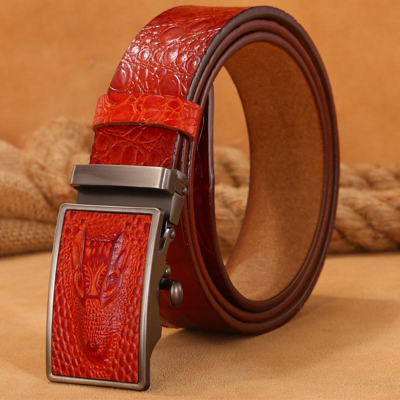 DINISITON Bán Thắt lưng Nam Cao Cấp Da Cá Sấu thiết kế Chất Lượng Cao Tự Động Người Khóa Da Bò Thật Quần Jean