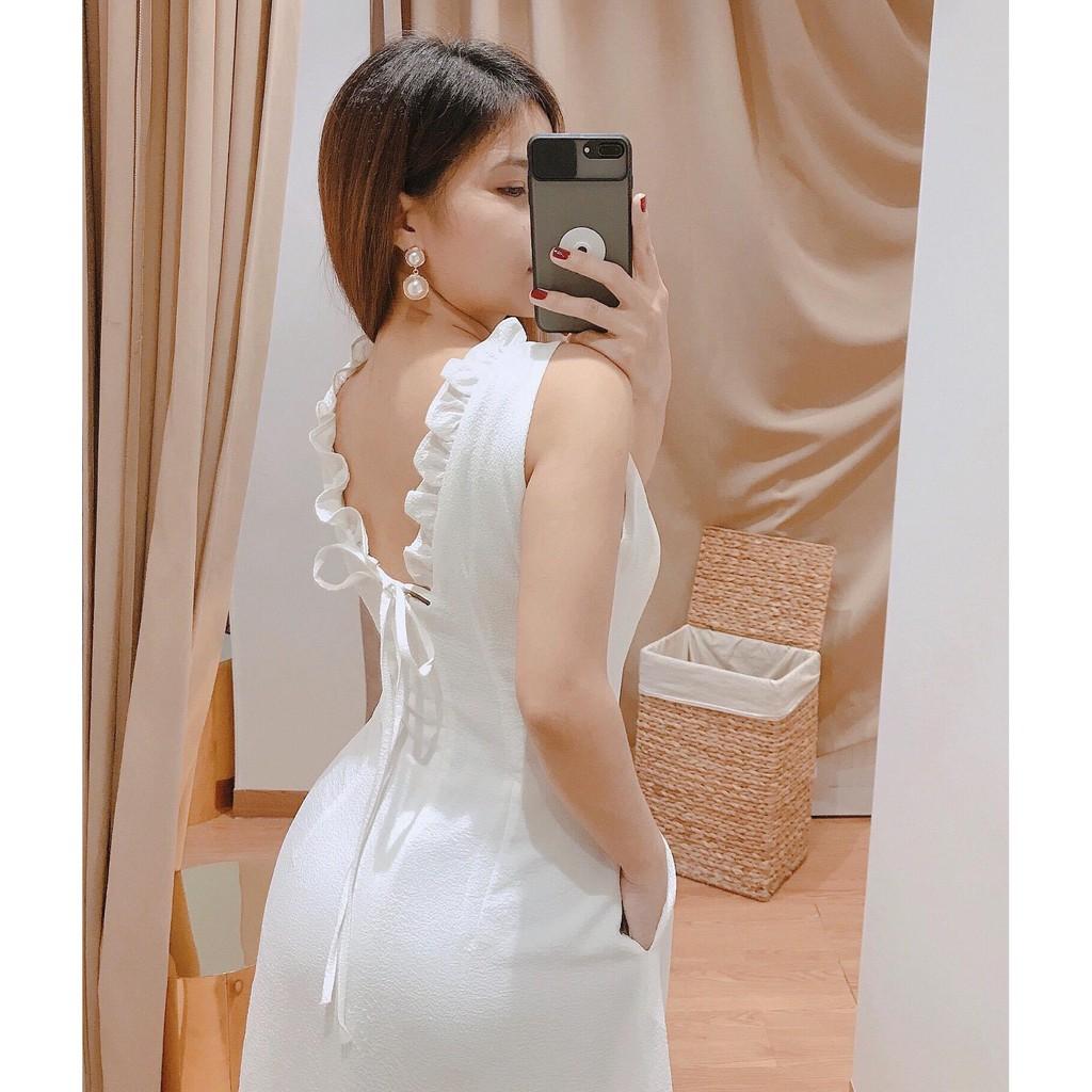 ĐẦM XỐP 2 LỚP ĐẦM DỰ TIỆC CỔ TRÒN HỞ LƯNG NHÚN BÈO CÓ TÚI BÊN HÔNG KÈM MÚT NGỰC-hình thật shop chụp