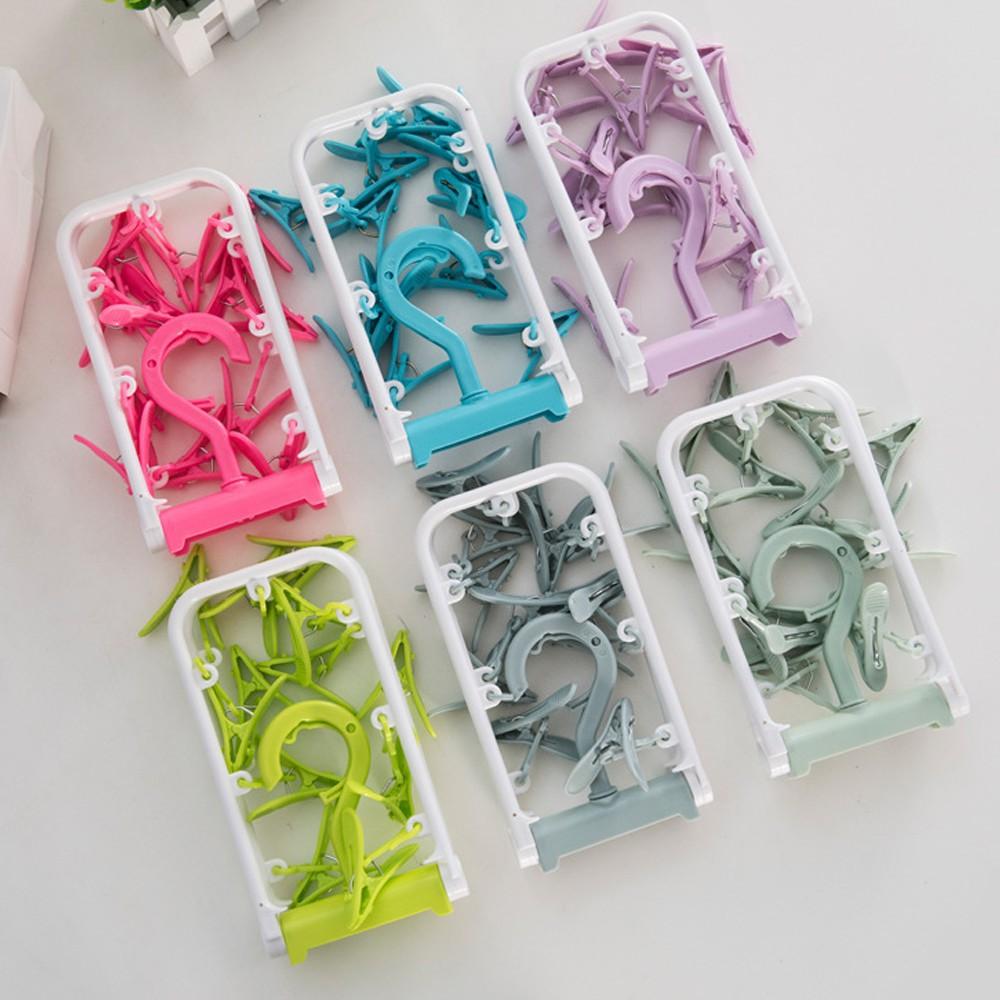 Móc Chùm Phơi Đồ 12 Kẹp, Móc Phơi Tất Phơi Quần Áo Lót Gấp Gọn Tiện Lợi, Tiết Kiệm Diện Tích
