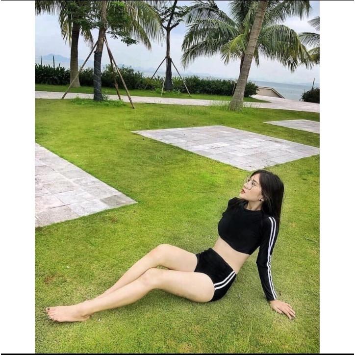 Bikini đồ bơi đi biển hai mảnh thể thao tay dài quần cạp cao che bụng VATIXA BKN50