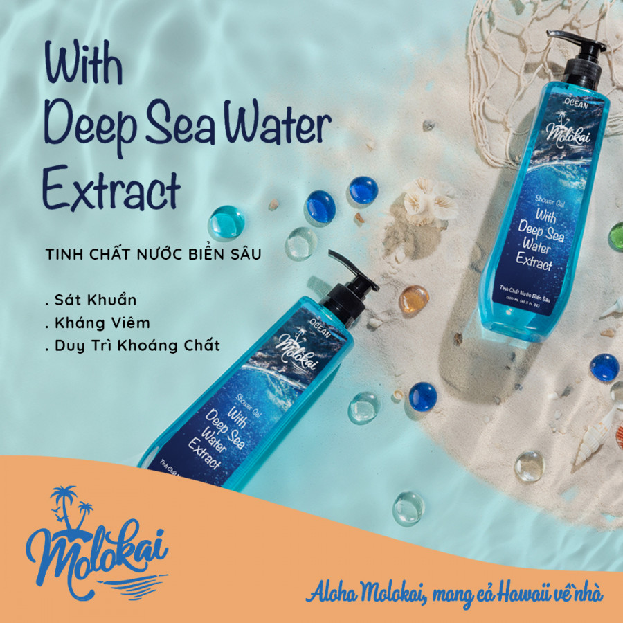 Sữa tắm tinh chất nước biển sâu Molokai (1200ml) - xanh lam biển