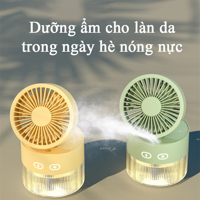 Quạt Mini Để Bàn Hơi Nước Sạc Điện Siêu Mát 3 Chế Độ Gió Dung Tích Bình Chứa Nước 350ml Có Thể Cho Đá Lạnh Tích Hợp Đèn Led Quạt Điều Hòa Hơi Nước Để Bàn Làm Mát Kiêm Máy Phun Sương Tạo Ẩm Pin Trâu 3000mAh Sạc Type C - ML042