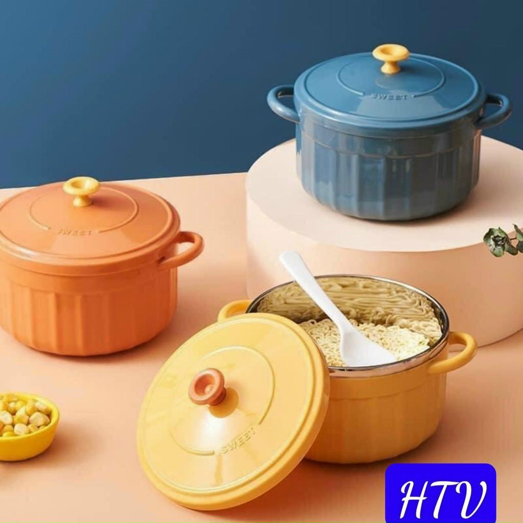 Nồi mỳ bằng thép không rỉ có nắp đậy, còn là bát bột, bát ăn cơm dành cho trẻ
