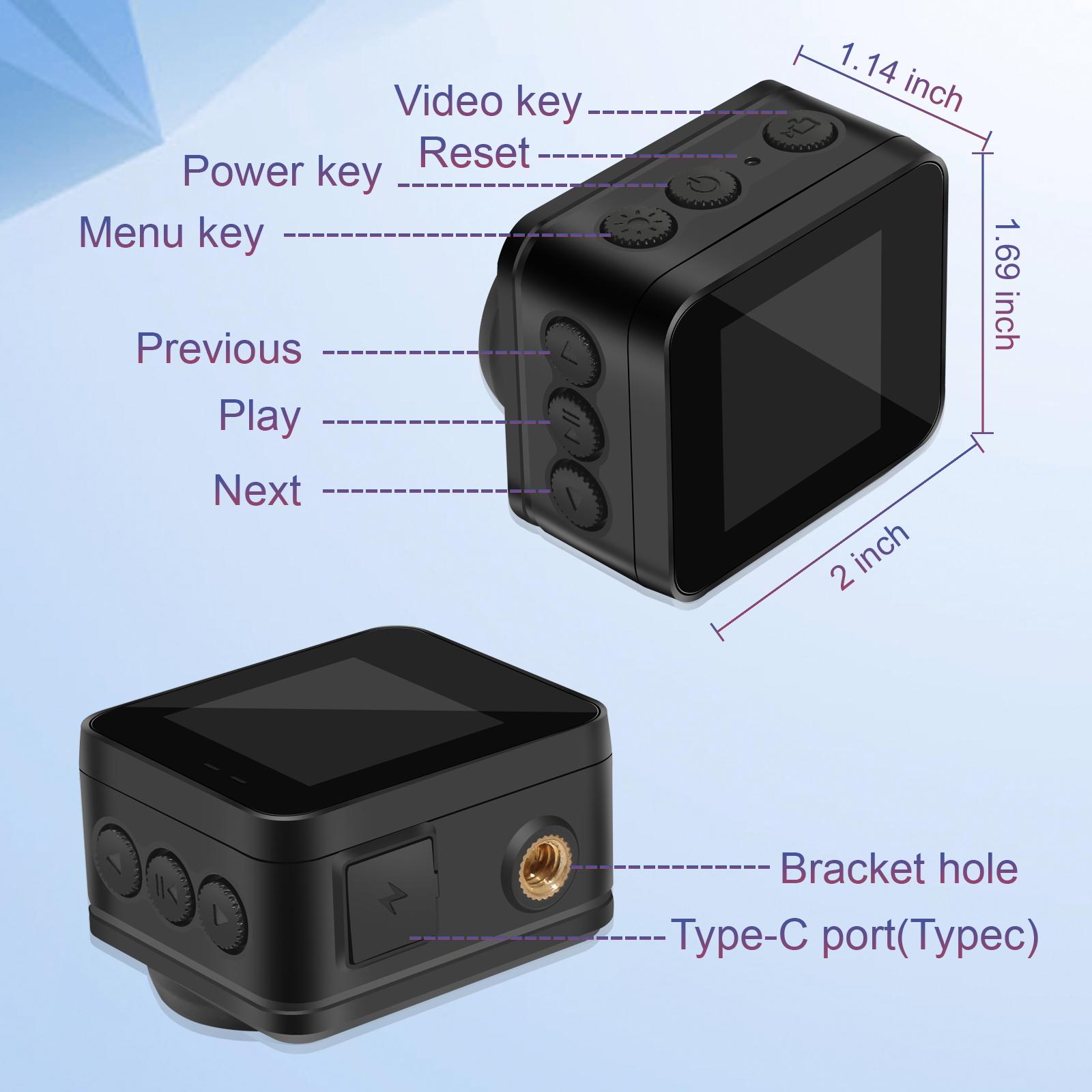 Máy ảnh hành động thể thao Vandlion A35 Waterproof Waterproof HD 1080p 1.54 "TFT Màn hình không dây xe đạp xe đạp DVR với giá đỡ