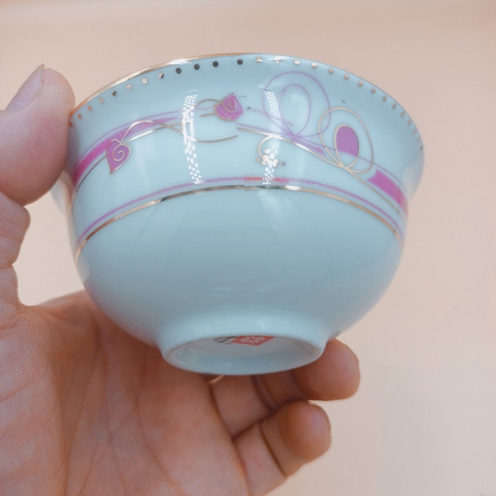 Chén Tương ,Bát Mắm hoa đỏ viền vàng sứ Long Phương Cao Cấp