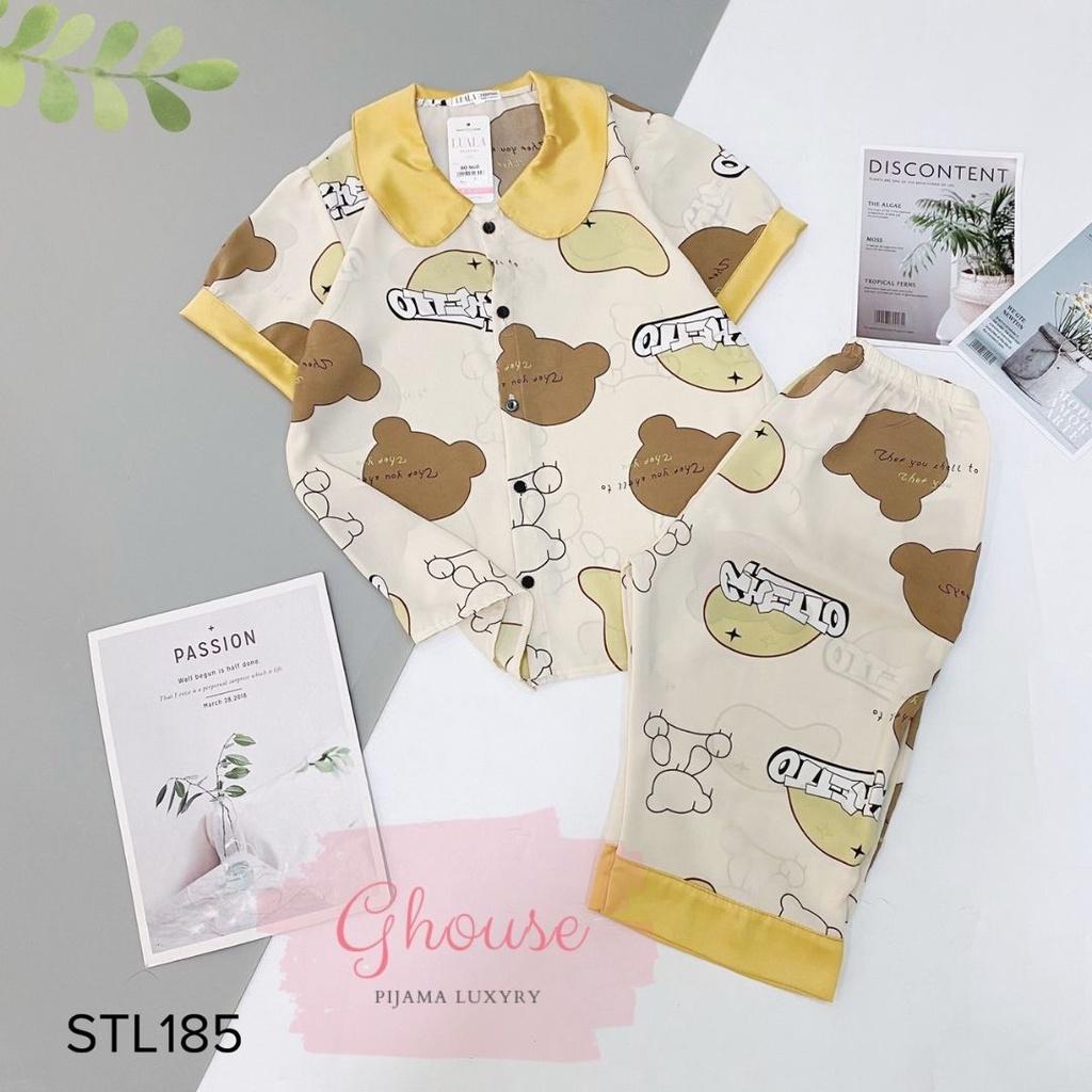 Đồ Ngủ Pijama Lụa Mango Tay Ngắn, Quần Lửng Siêu Xinh,Lửng Mềm Mịn, Độc Lạ Khó Tìm, Sanh Chảnh Hàn Quốc